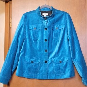 Covington light blue Velvet style coat/jacket large (14-16)